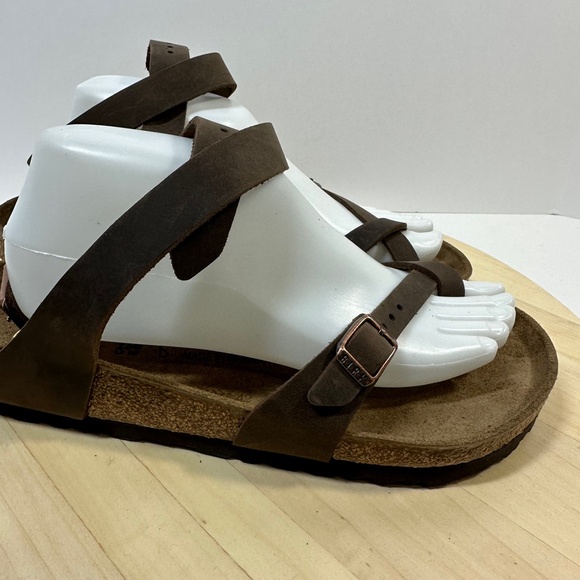 BIRKENSTOCK Yara Ankle Strap Sandals Habana Brown Leather size EU 40 US 9 New - Picture 5 of 10